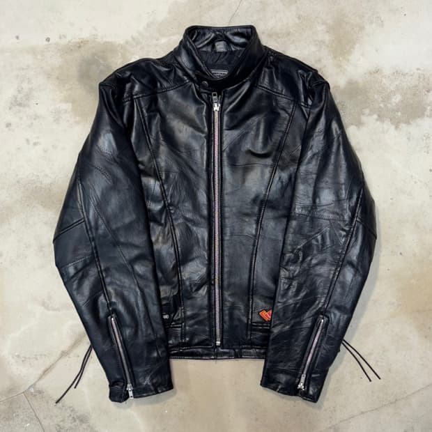 [S] 90's Diamond Plate Leather Jacket