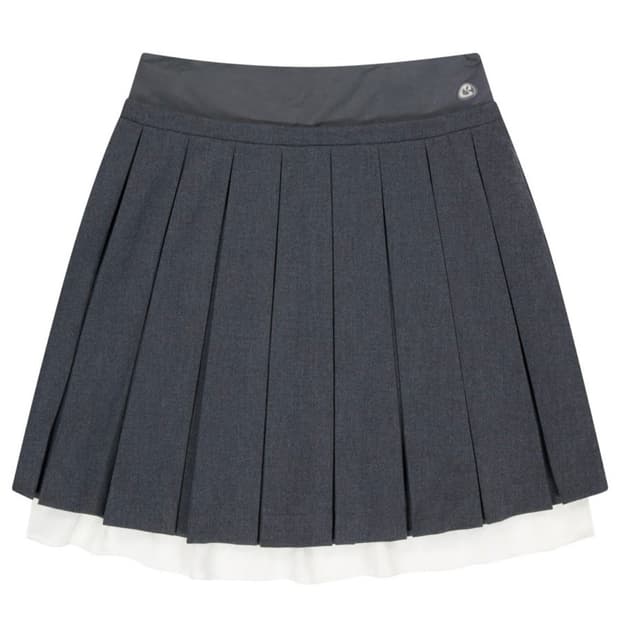 코이세이오 더블웨이스트 플리츠 스커트 그레이