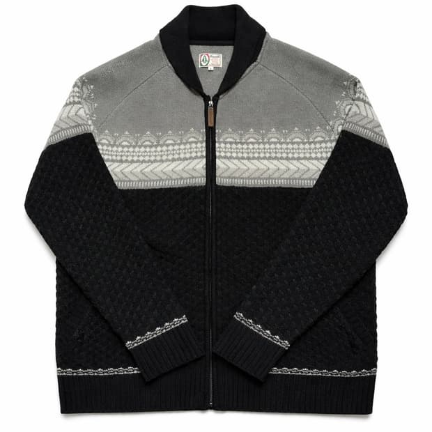 90s~00s WOODS 우즈 캐나다 빈티지 블랙그레이 노르딕 니트 집업