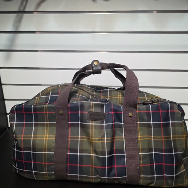 바버(Barbour) 클래식 타탄체크 보스턴백 / 여행용 더플백 