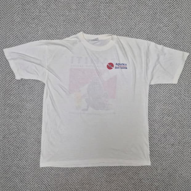 빈티지 TAHITI 서핑 아트웍 티셔츠 (3XL)