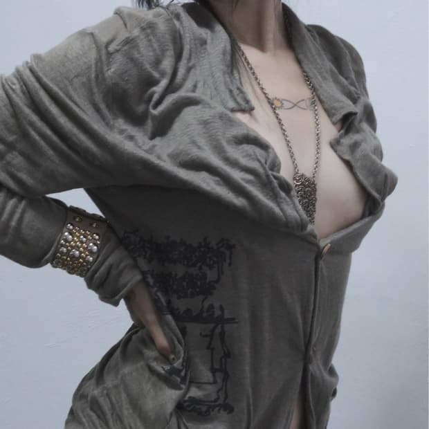 CHIIAGUN PRINTED khaki long cardigan