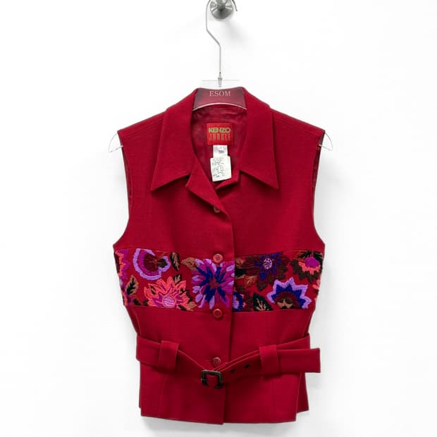 겐조 JUNGLE 플라워 자수 울 베스트