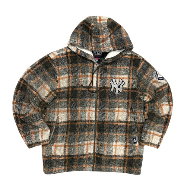 MLB 누빔 체크 쉐르파 플리스 자켓(95)