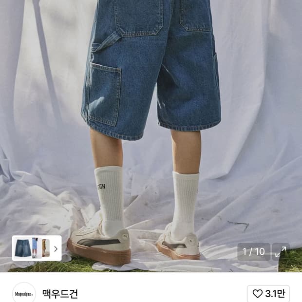 맥우드건 카펜터 인디고 버뮤다 팬츠