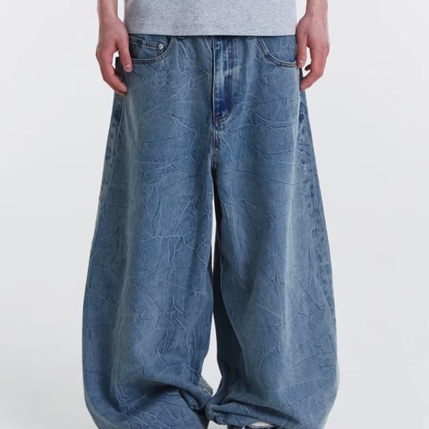 기철 벌룬핏 데님팬츠 미드블루 m사이즈