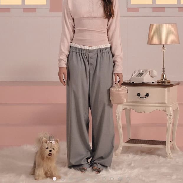 쓰리타임즈 프랭크 버튼 와이드 팬츠