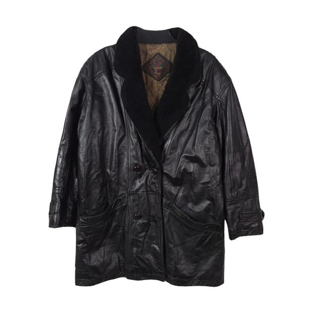 Scofield 빈티지 소가죽 양털 카라 레더 하프 코트 L