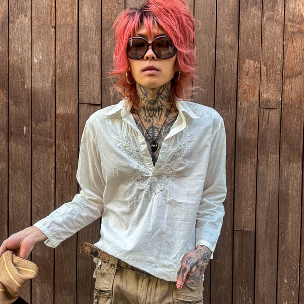 Vintage Embroidery Pullover Shirt 