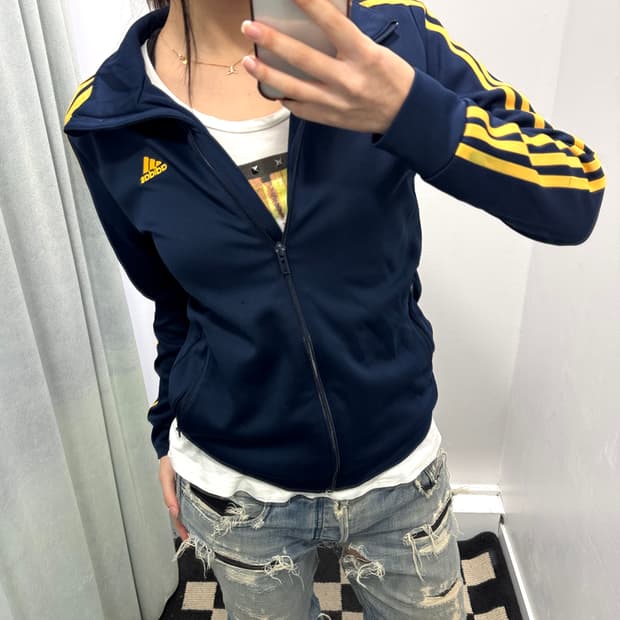 아디다스 클리마라이트 네이비 옐로우 트랙탑 져지