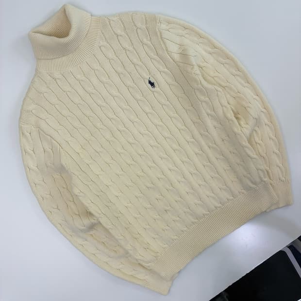 Polo  폴로 랄프로렌 자수 코튼 꽈배기 터틀넥 니트  