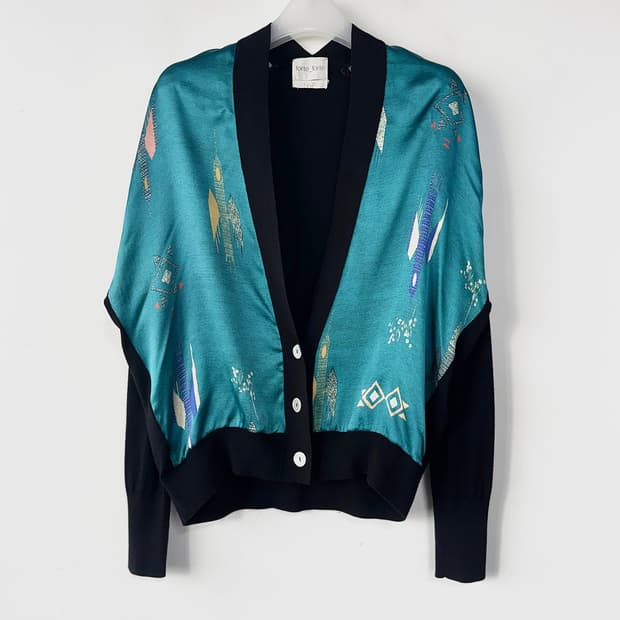 포르테포르테 배색 니트 가디건