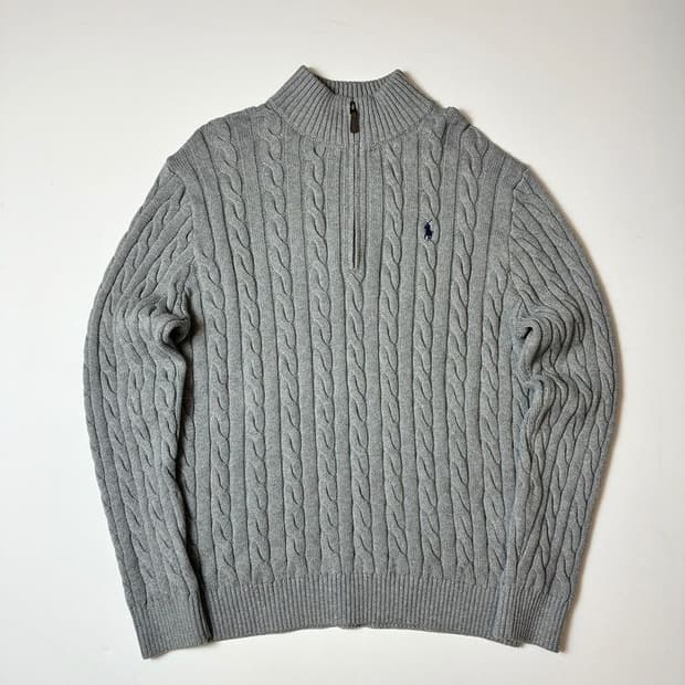 폴로 랄프로렌 큐알 꽈배기 하프 집 니트 PN8210