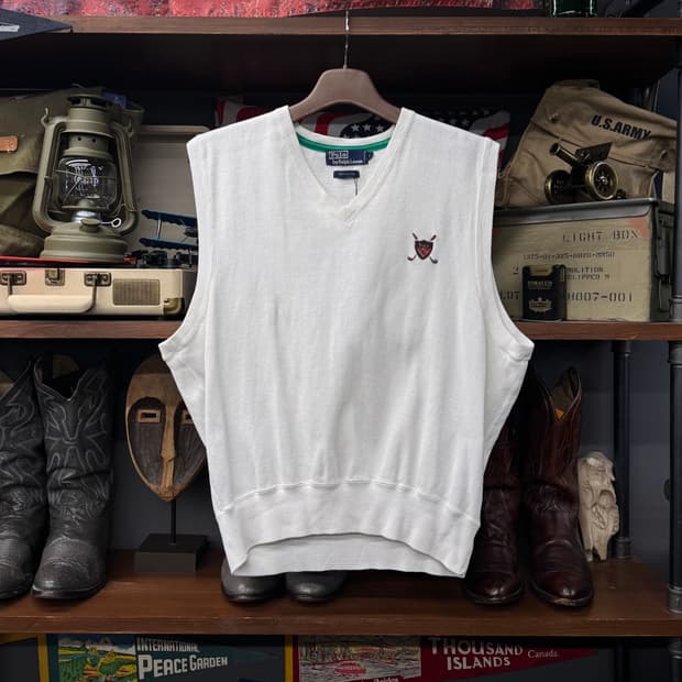 90s 폴로 랄프로렌 골프 로고 클래식 니트 베스트 프레피 N249