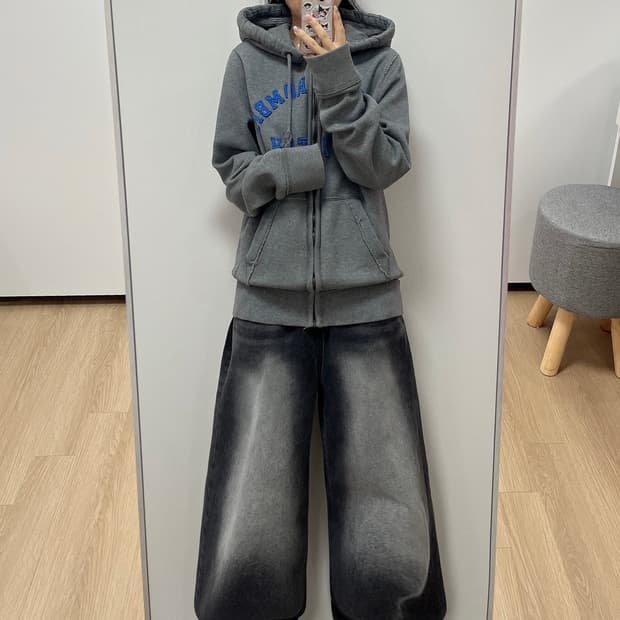 아베크롬비 자수로고 그레이 후드집업 105