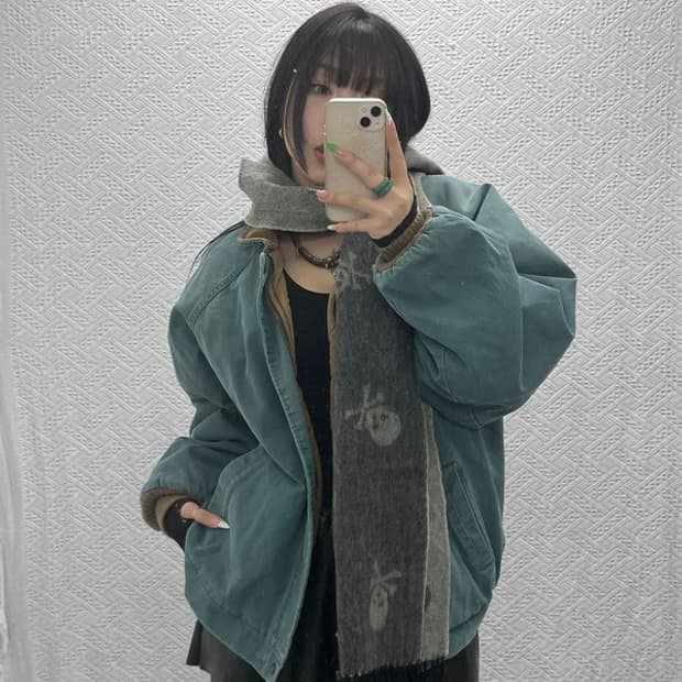 BYTU 스트릿 펑크 고딕 스컬 울 목도리 C09037