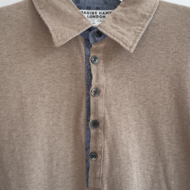 Denim layered polo shirt