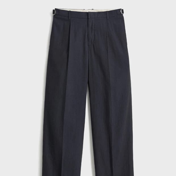 포터리 원턱 와이드 팬츠 네이비