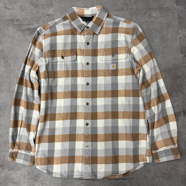 칼하트 플란넬 체크 셔츠 브라운/그레이