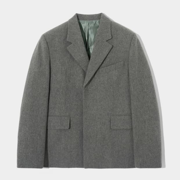 새터 그레이 울 블레이저 자켓