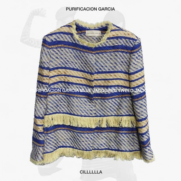 PURIFICACION GARCIA 블루 자카드 트위드 자켓