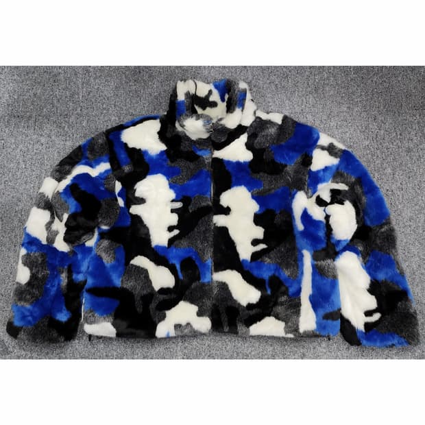 립합 블루 밀리 카모플라쥬 퍼 자켓