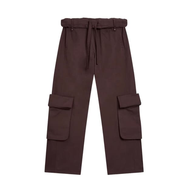 오픈와이와이 Rolled Waist Cargo Pants Burgundy