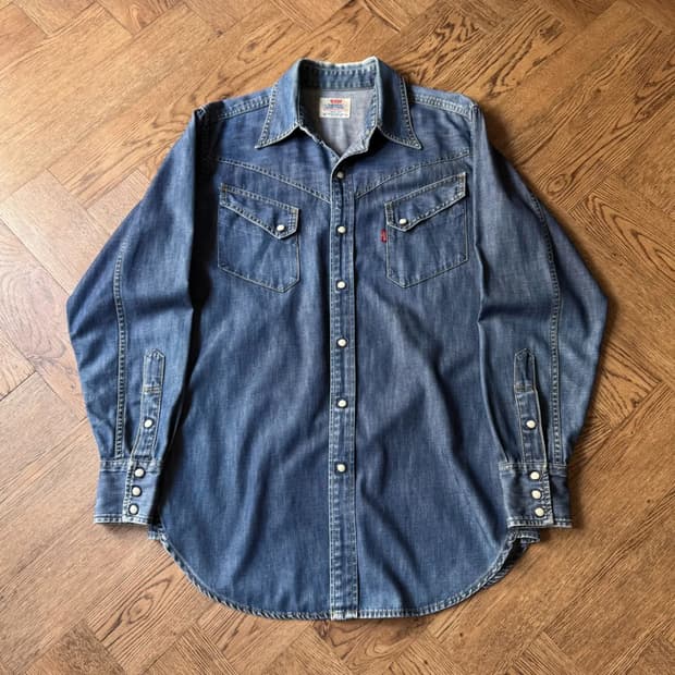 [M]90's 리바이스 빈티지 워싱 버튼다운 데님 웨스턴 셔츠
