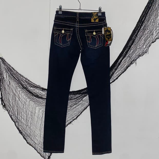 ꒰ঌ y2k 갸루 골드 데님 팬츠 ໒꒱