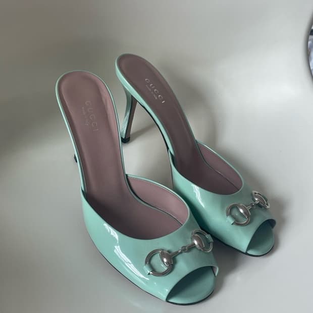 Gucci y2k 구찌 홀스빗 페이던트 민트 뮬 하이힐 37