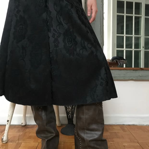 vintage black pattern skirt (25inch)