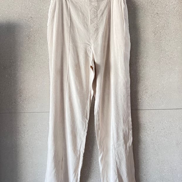 여성 린넨 혼방 세미 와이드 팬츠 아이보리