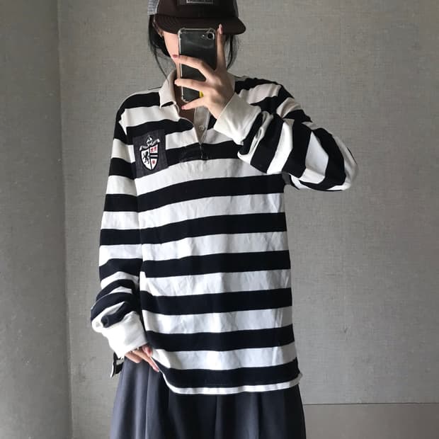 폴로 스트라이프 럭비티셔츠