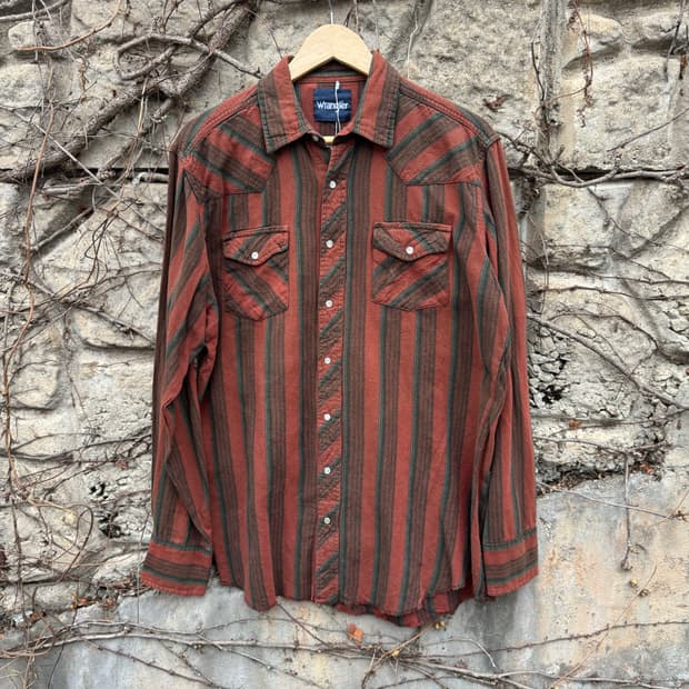 랭글러 빈티지 코튼 스트라이프 웨스턴 셔츠