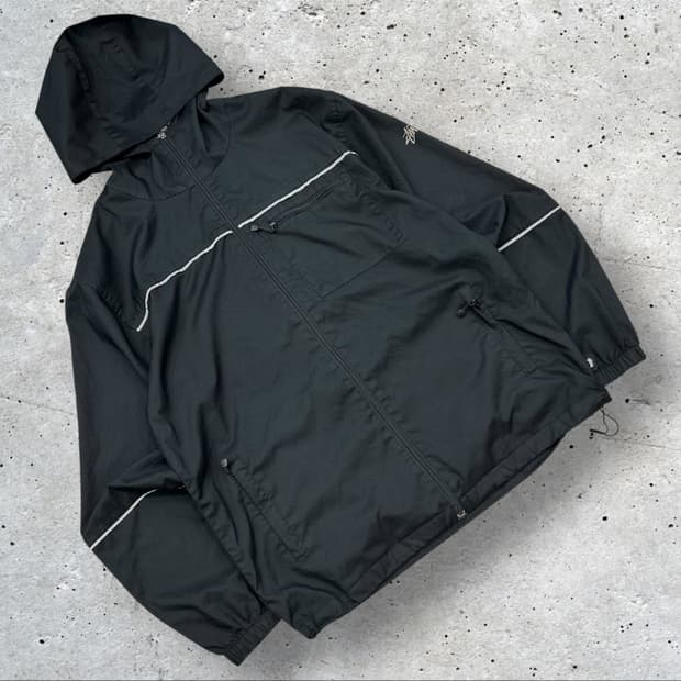 [L] 스투시 3M 리플렉티브 블랙 후드 바람막이 점퍼 A704