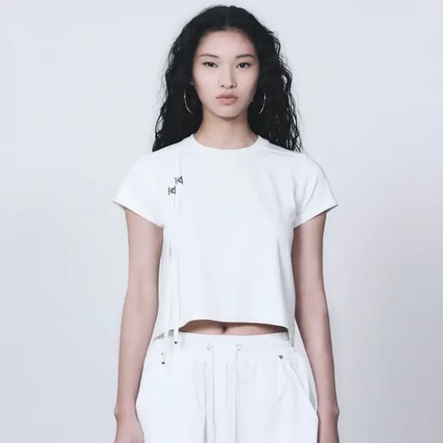 트리밍버드 더블 스트랩 크롭 티셔츠