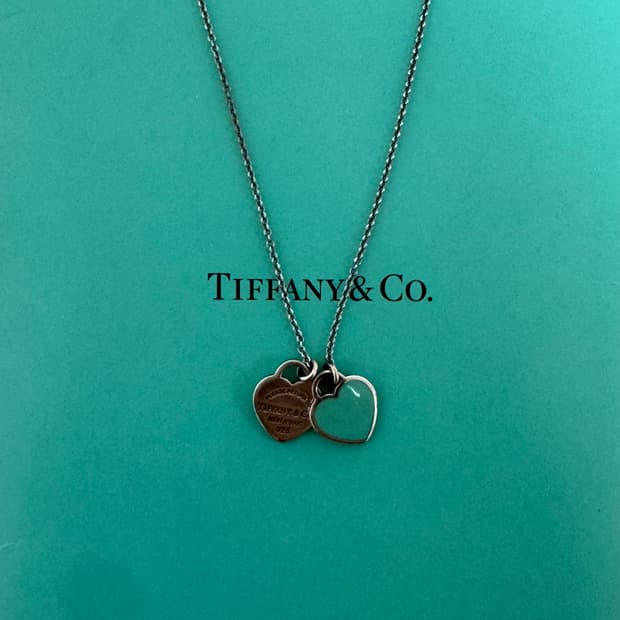 블루 실버 925 리턴투 티파니 더블 하트 목걸이