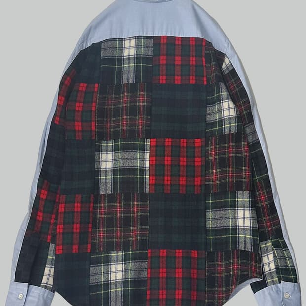 꼼데가르송 옴므 체크 패치 셔츠