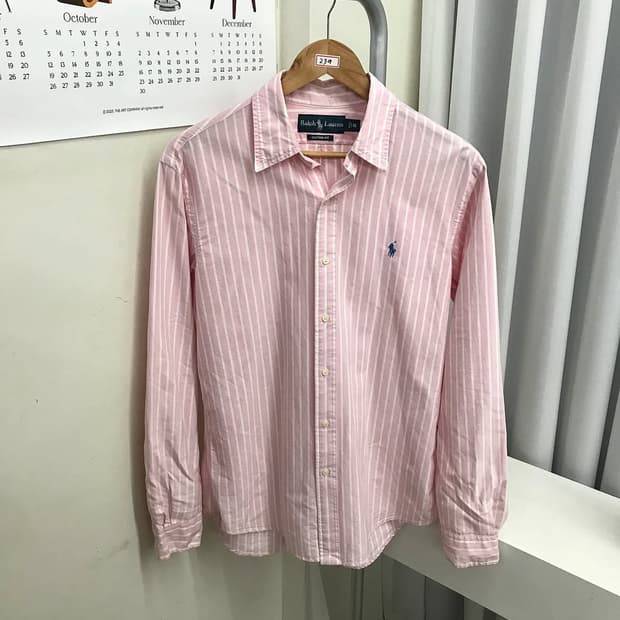 폴로 연핑크 스트라이프 셔츠