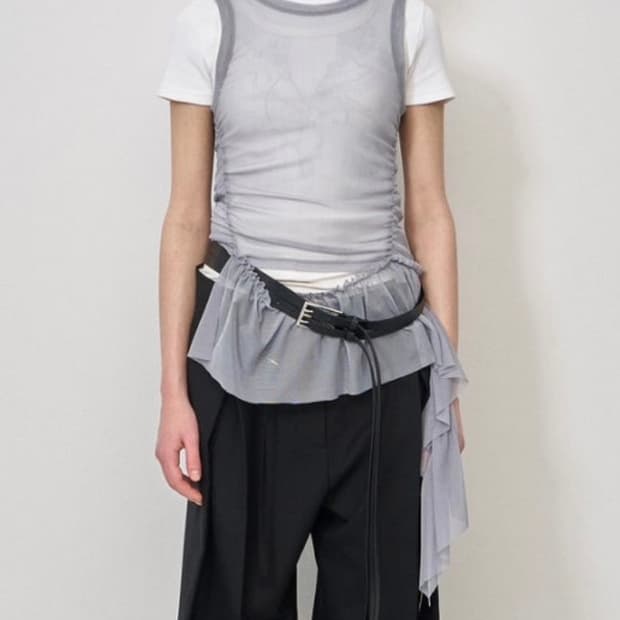 LCDC MESH FRILL SLEEVELESS TOP (GREY)