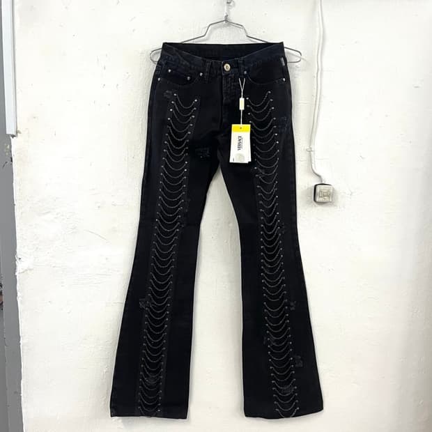 베르사체 체인 플레어 데님 팬츠