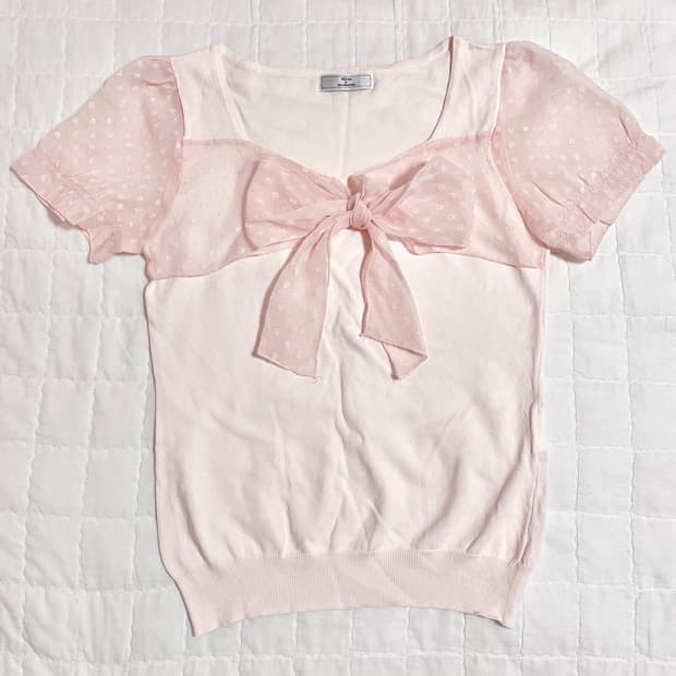 로걀탑 리본탑 리본 반팔 히메갸루 로걀 라떼갸루 일본 빈티지