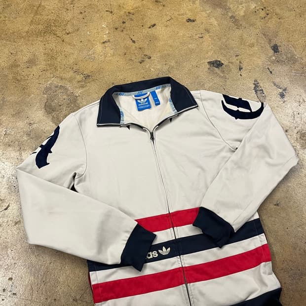 아디다스 베이지 데님 카라 스타 별 져지 트랙탑 95