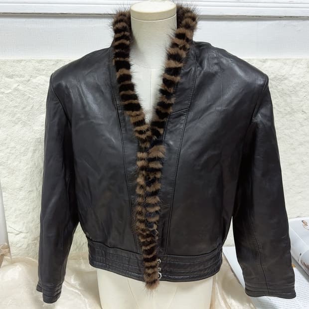 빈티지 밍크 카라 양가죽자켓