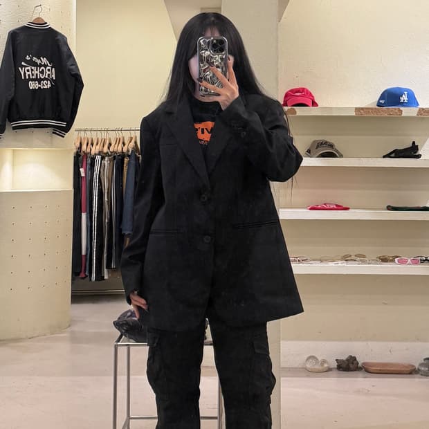 던스트 테일러드 블레이저 자켓 블랙 U1564