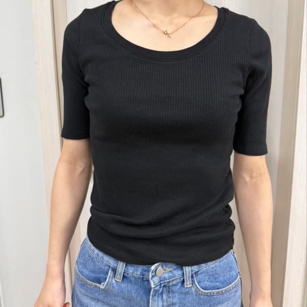 유니클로 유넥 골지 반팔티