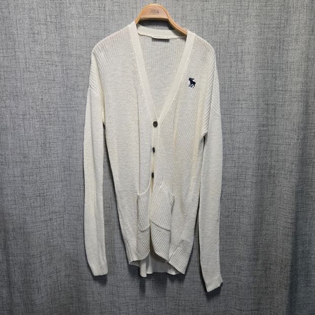 아베크롬비 화이트 니트 롱 가디건  