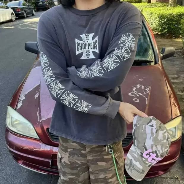 웨스트 코스트 차퍼 90s OG 아이언 크로스 롱 슬리브