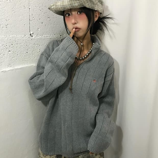 Polo Half Zip-Up Knit