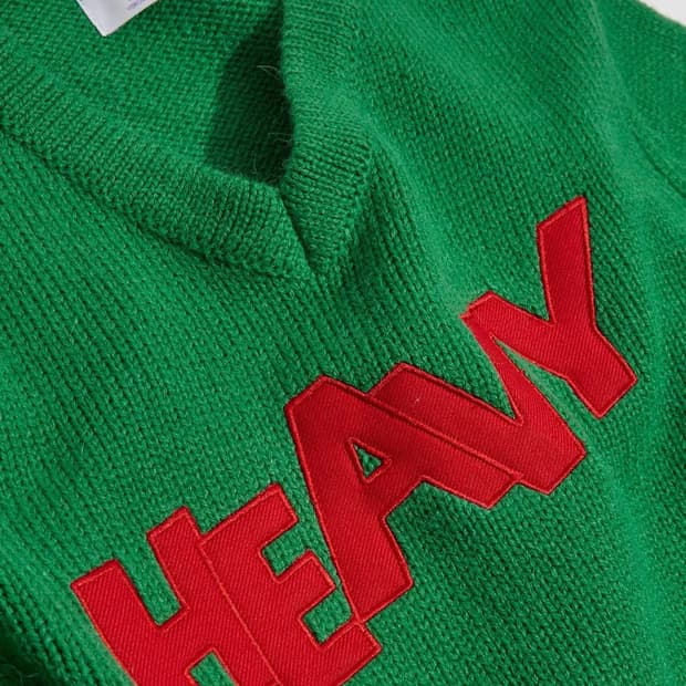 ERL 이알엘 헤비 로고 브이넥 스웨터 그린 L사이즈